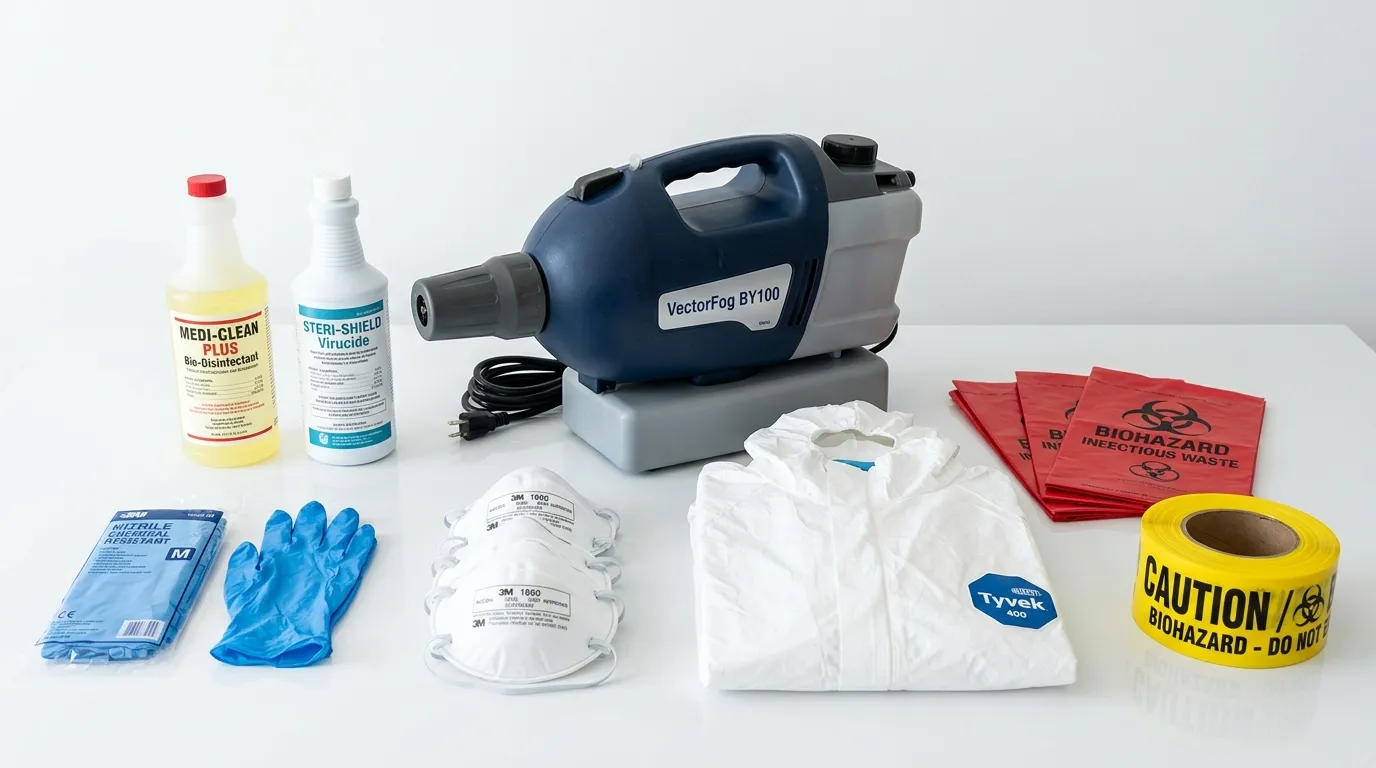 Professional biohazard remediation crew working in Riverbank